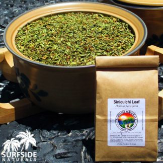 Bowl of Sinicuichi Leaf ( Heimia Salicifolia ) Tea and Package
