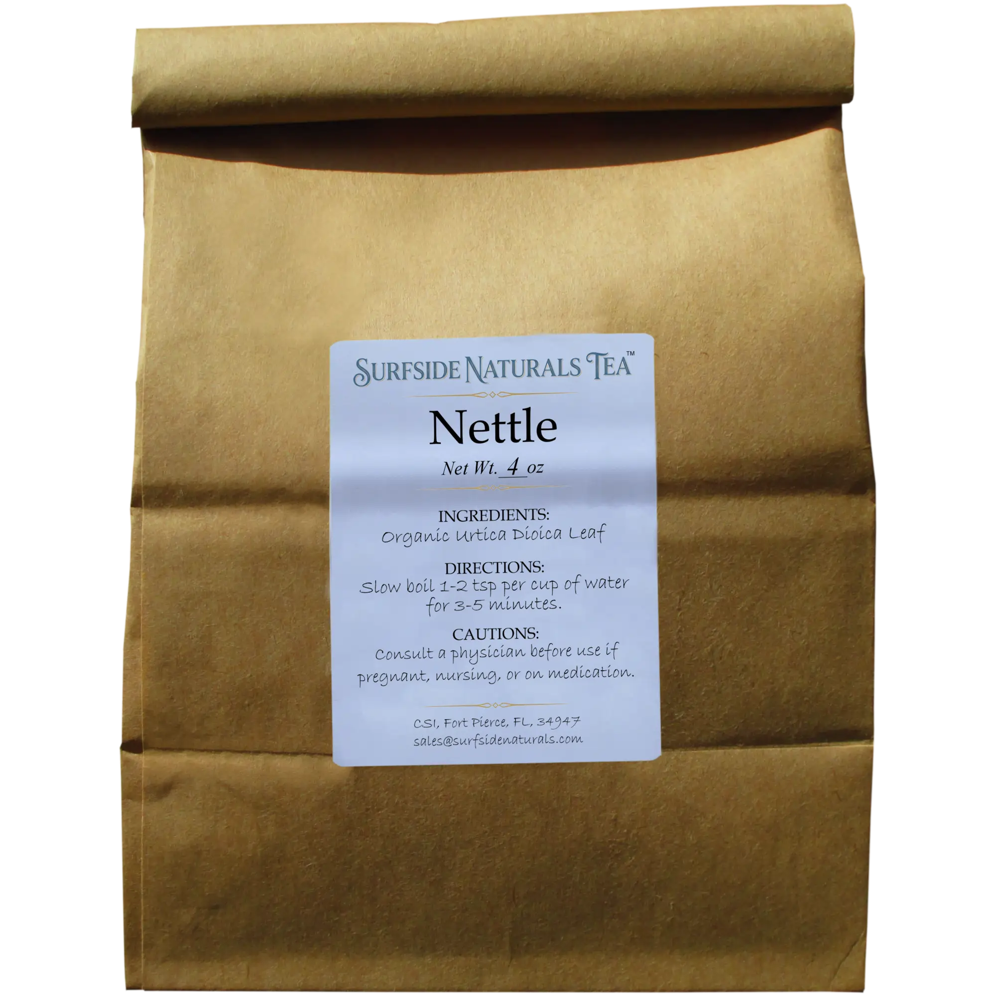 Organic nettle leaf tea 4oz package