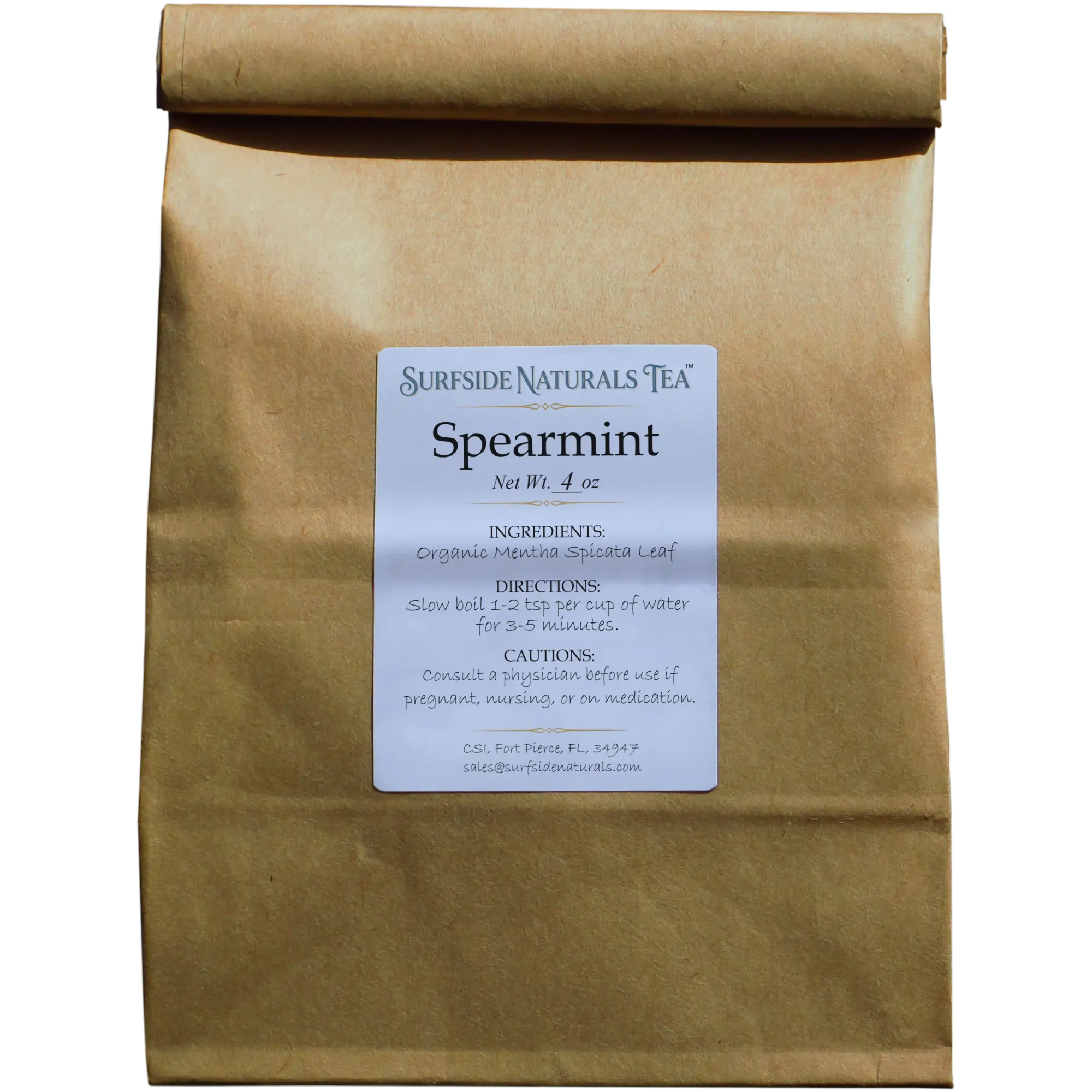 Organic spearmint tea 4oz package