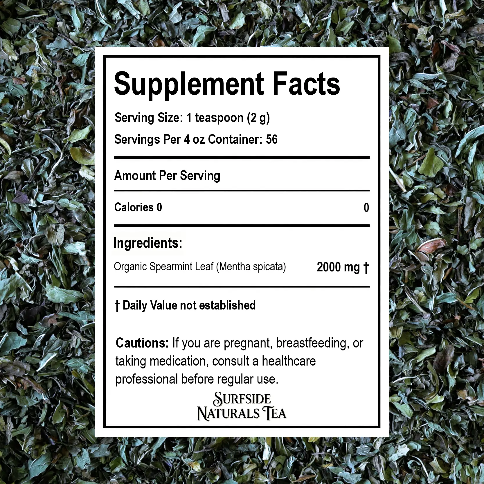 Spearmint tea supplement facts